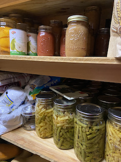 jars on the pantry shelf. 