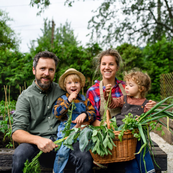 happy family in the garden