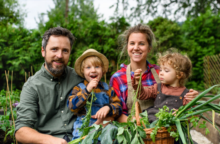 happy family in the garden