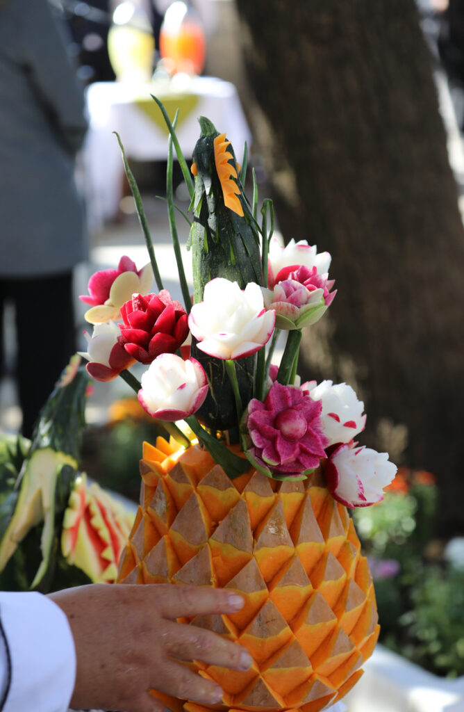 arrangement made of carved vegetables