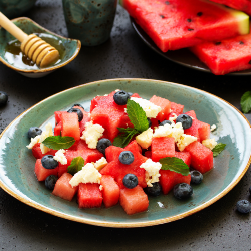 watermelon salad with blueberries