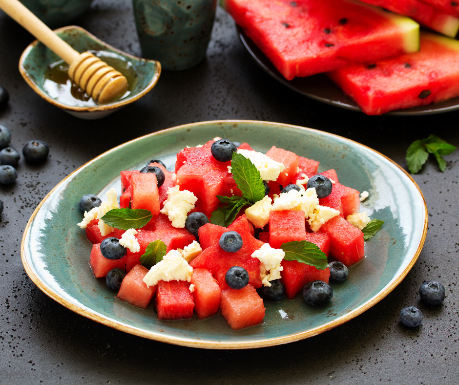 watermelon salad with blueberries
