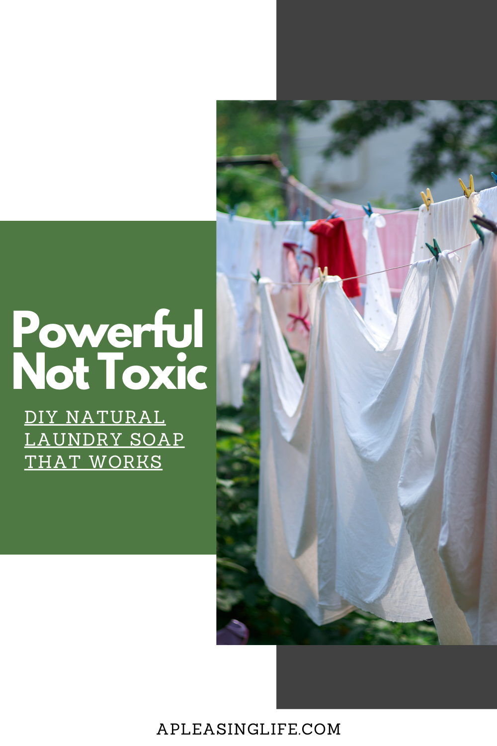 laundry on clothes line with caption powerful not toxic