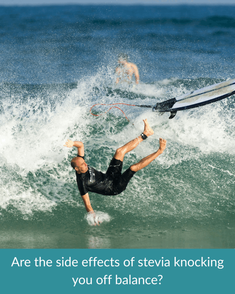 Surfer falling and the question: Are the side effects of stevia knocking you off balance?