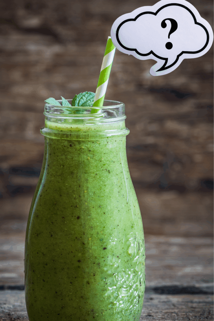Green Smoothie in a glass with a question mark