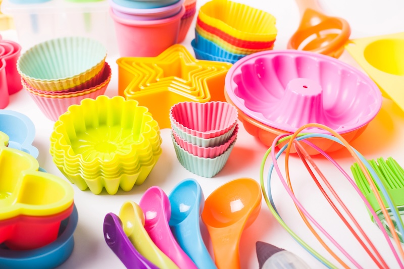 collection of brightly colored silicone utensils