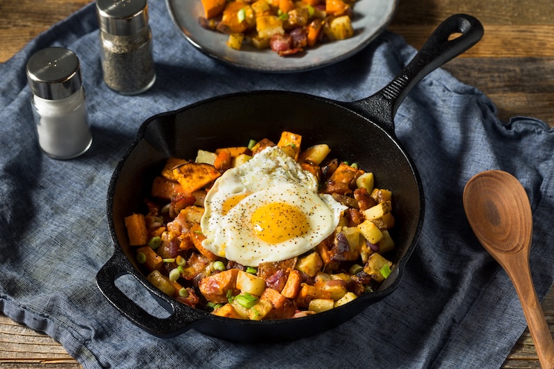 Eggs, Sausage and sweet potato hash